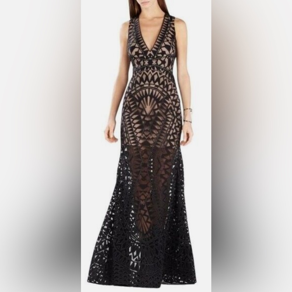 BCBGMAXAZRIA Maranda burnout mermaid gown